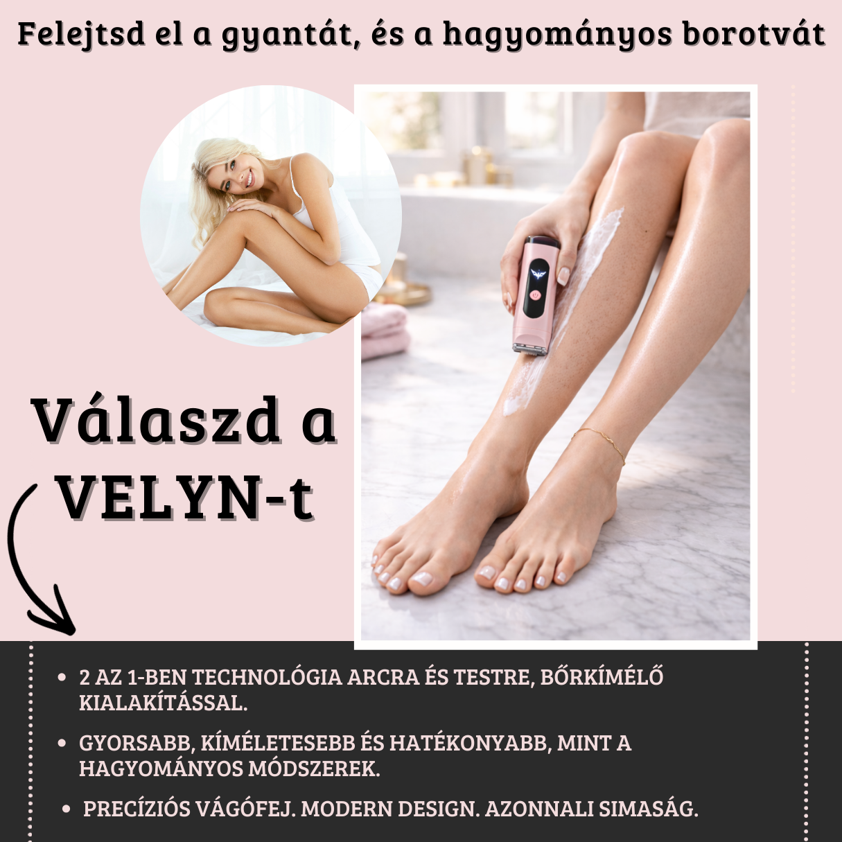 VELYN – DualGlow női elektromos borotva